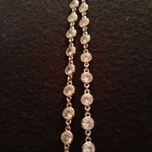 24" swarovski crystal sliver tone station necklac